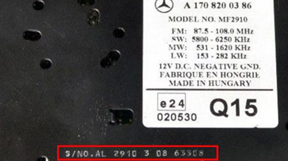 Mercedes Radio Code Label