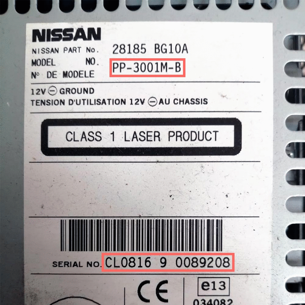 Nissan Radio Code Label