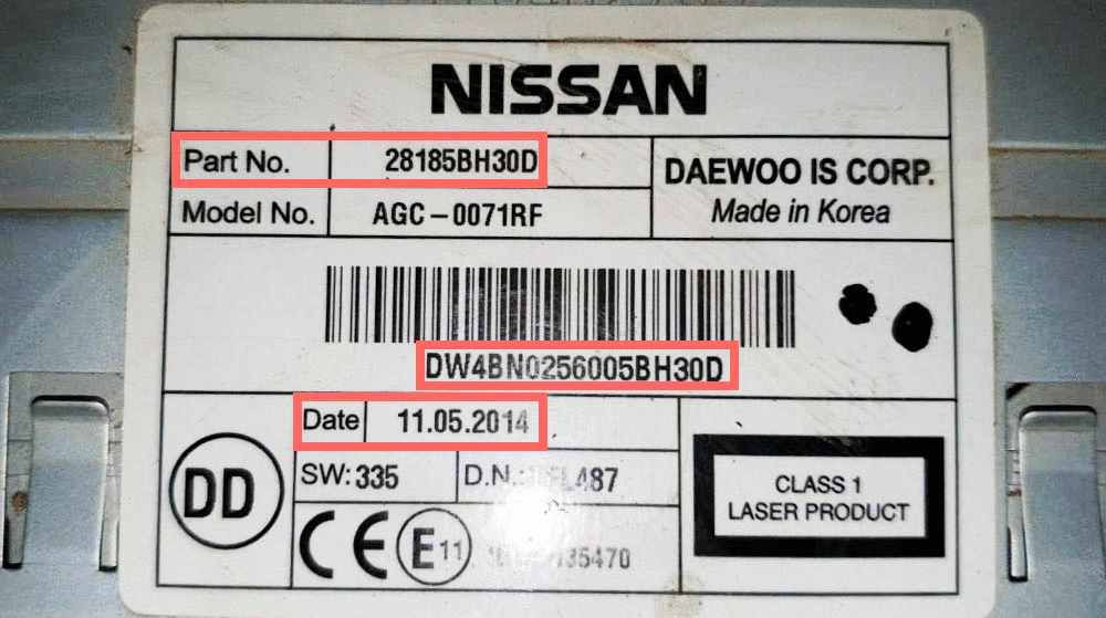Nissan Radio Code Label